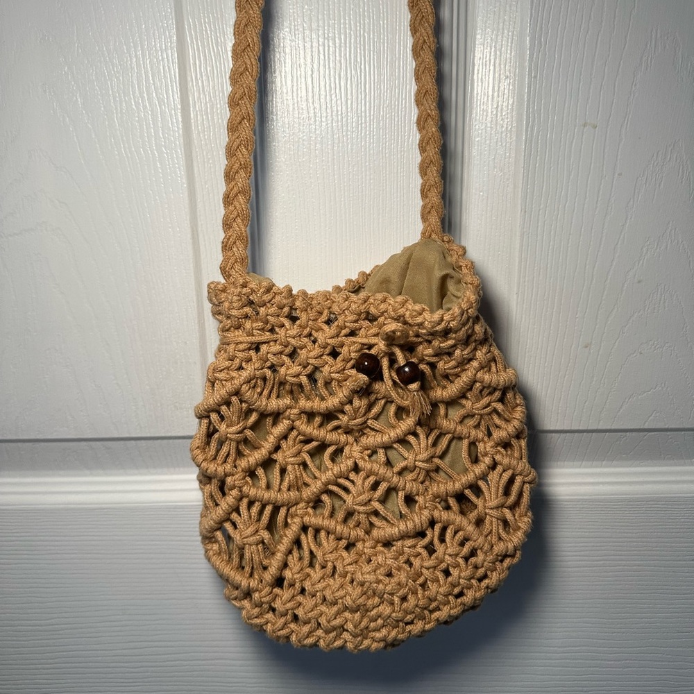Tan Crochet crossbody bag